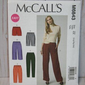McCall's Sewing Pattern M6843 Tapered & Straight Leg Pants Sizes Lrg - XXL
